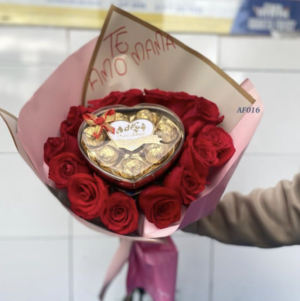 Bouquet corazón rosas