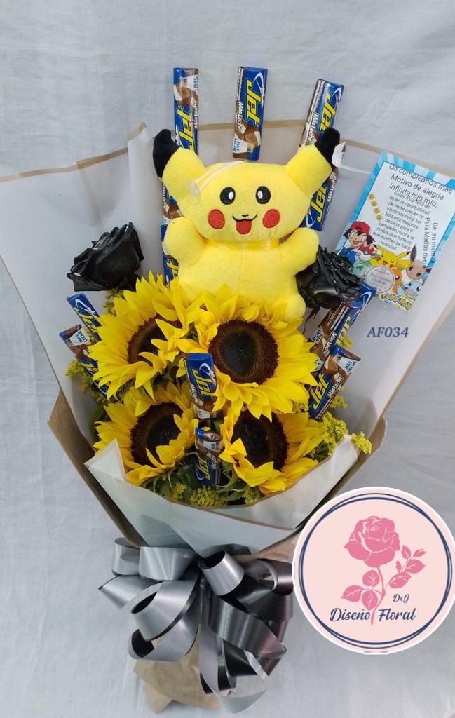 Bouquet girasoles y chocolates