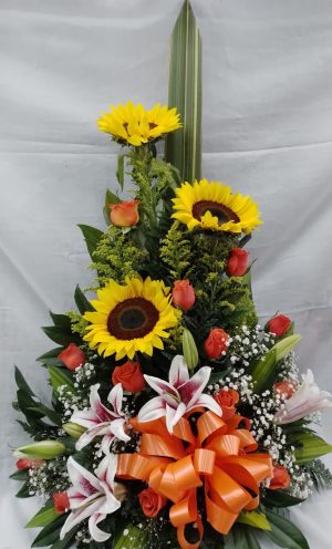 Arreglo floral rosas naranjas