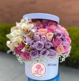 Cajas rosas y cymbidium