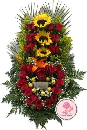 Arreglo floral fusión de flores y chocolates