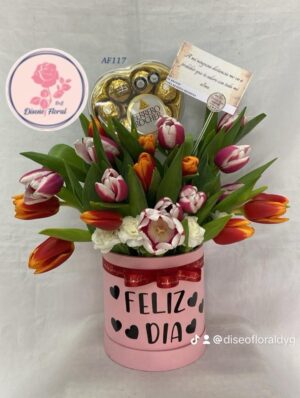 Caja encanto premium de tulipanes