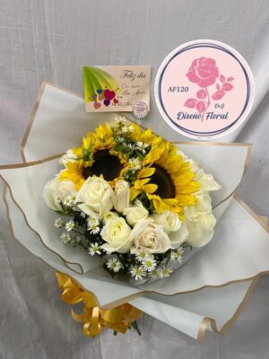 Bouquet girasoles y rosas