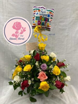 Arreglo redondo rosa surtidas