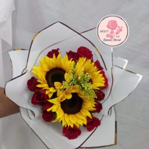 Bouquet rosas y girasoles