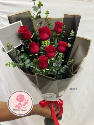 Bouquet rosa y eucalipto baby en papel coreano