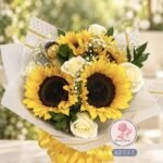 Bouquet Girasoles, rosas y chocolates